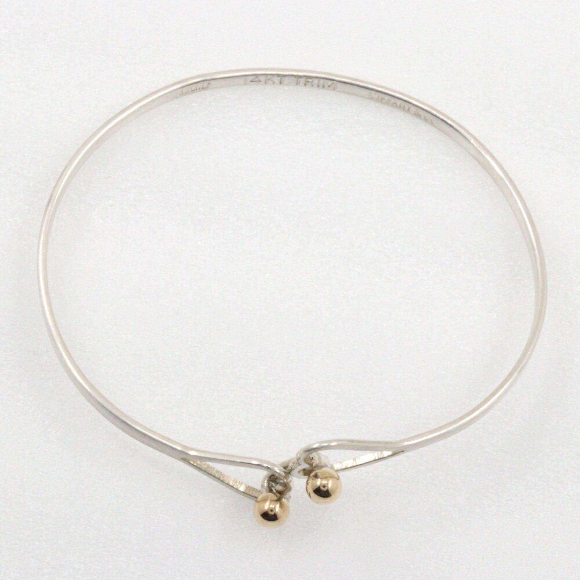 Tiffany & Co. Hook Eye Bangle Double Heart Silver 925 x K14 Yellow Gold Approx. 5.3g Women's I222423066