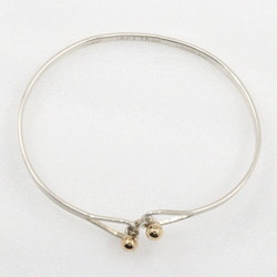 Tiffany & Co. Hook Eye Bangle Double Heart Silver 925 x K14 Yellow Gold Approx. 5.3g Women's I222423066