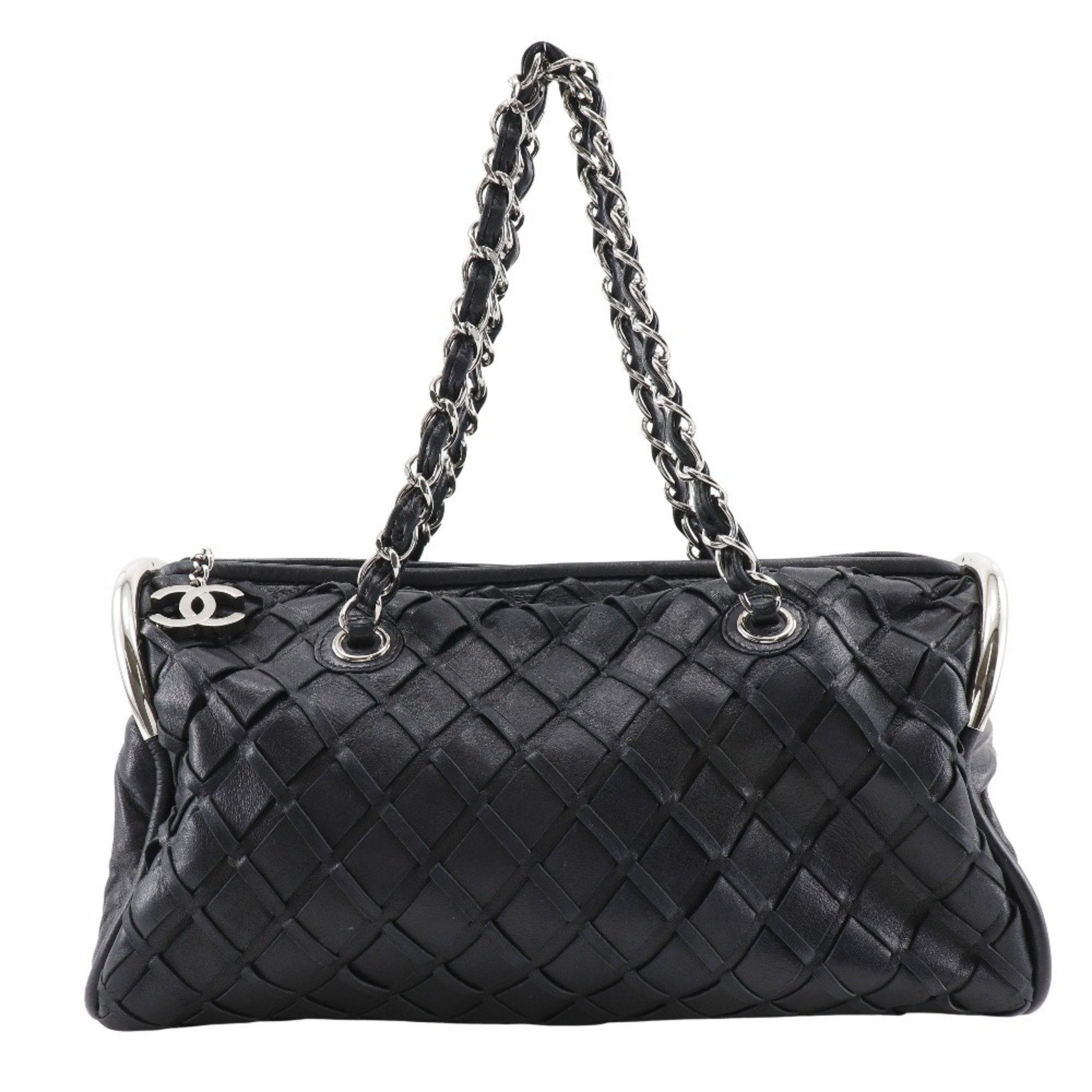 Chanel CHANEL Chain bag Tote Matelasse Coco mark Lambskin Black A5 Women's