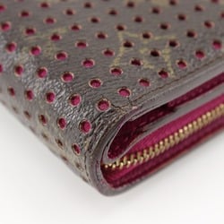 Louis Vuitton LOUIS VUITTON Compact zip bifold wallet Monogram Perforated M95188 canvas Fuchsia 2006 Brown/Pink MI0036 Snap button Women's