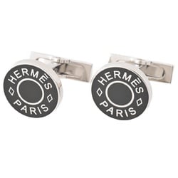 Hermes Ricor 2 Serie Cufflinks H052056FP03 Lacquer Metal Silver Black S-156451