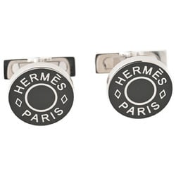 Hermes Ricor 2 Serie Cufflinks H052056FP03 Lacquer Metal Silver Black S-156451