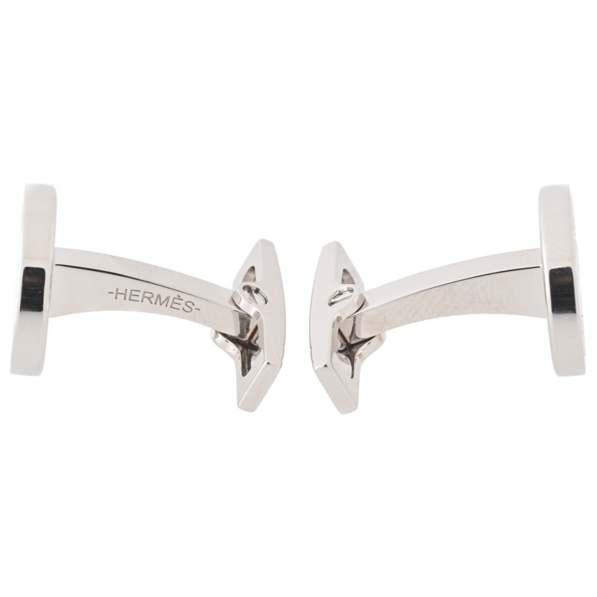 Hermes Ricor 2 Serie Cufflinks H052056FP03 Lacquer Metal Silver Black S-156451