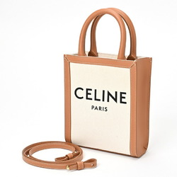 CELINE Vertical Cabas 19330 Canvas Leather Beige Camel E-156470