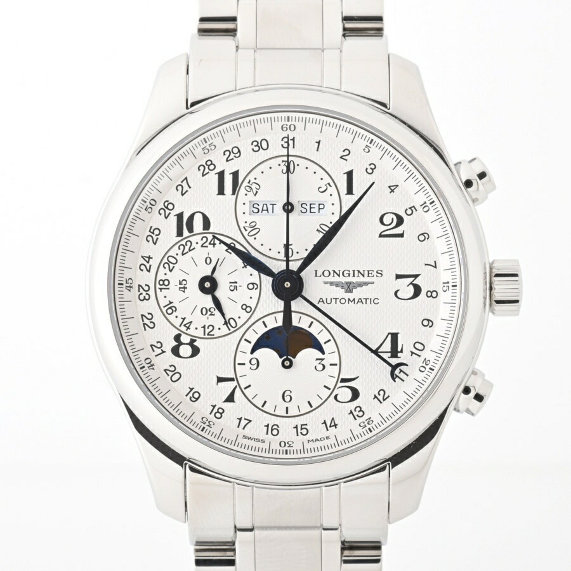 LONGINES Master Collection Chrono Moon Phase L27734786 Silver Automatic Watch A-156477