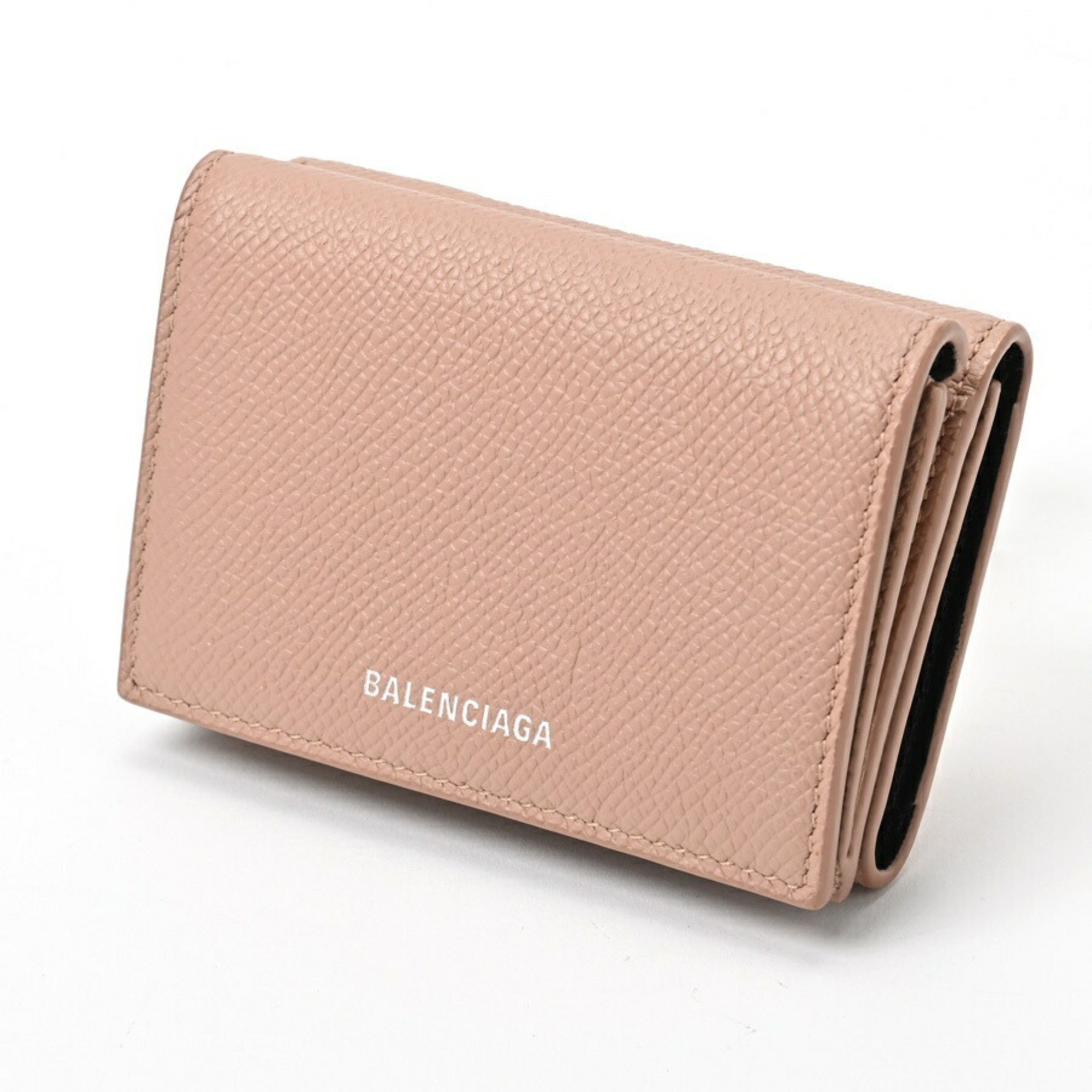 BALENCIAGA Tri-fold wallet Compact 558208 Embossed leather Pink beige S-156500