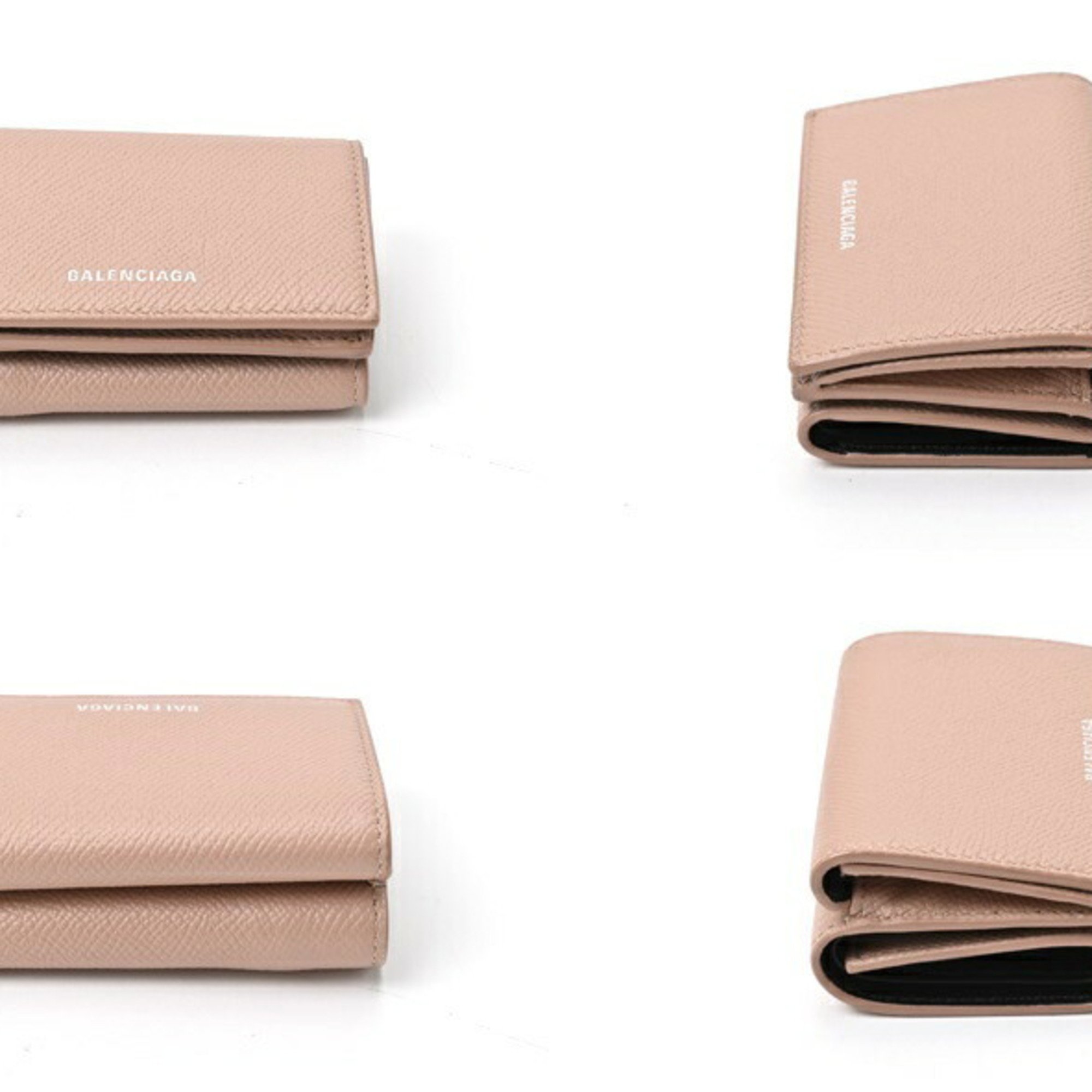 BALENCIAGA Tri-fold wallet Compact 558208 Embossed leather Pink beige S-156500