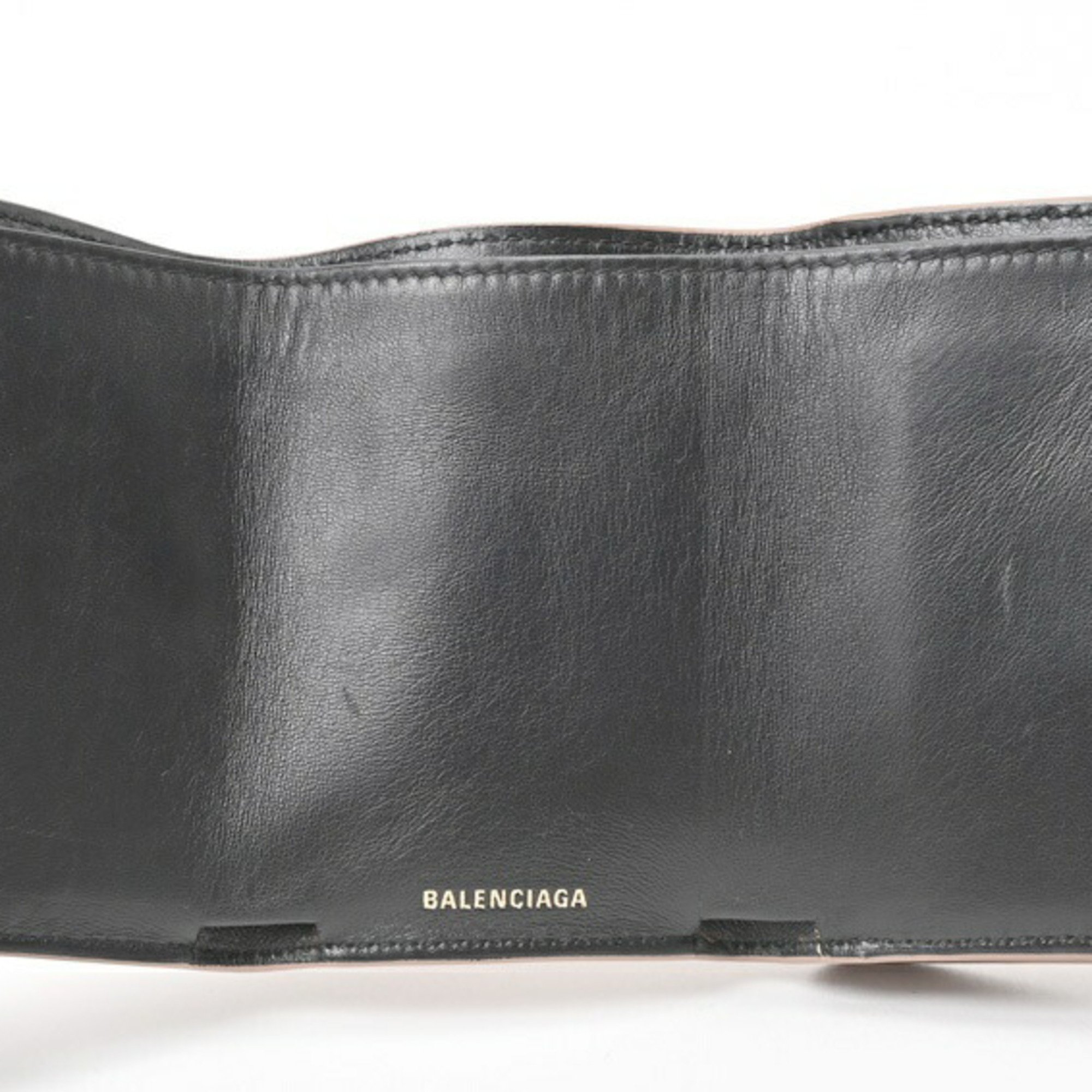 BALENCIAGA Tri-fold wallet Compact 558208 Embossed leather Pink beige S-156500