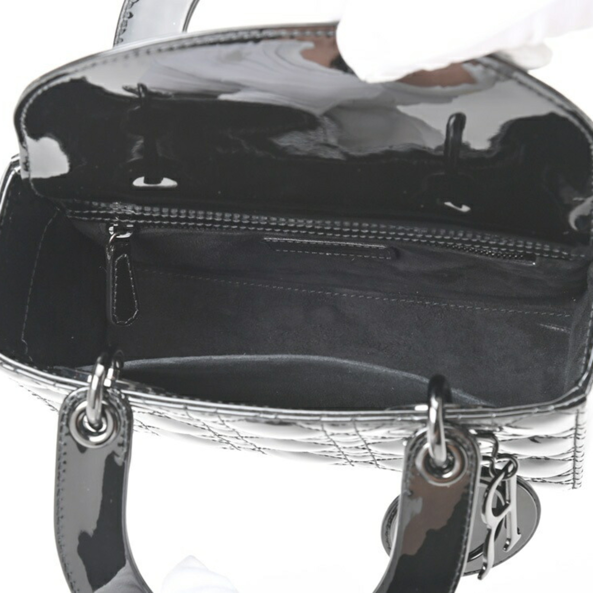 Christian Dior Dior DIOR Lady Bag Small Shoulder M0531NWDDM900 Patent Leather Black B-156534