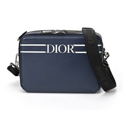 Christian Dior Dior DIOR Zip Pouch Bag with Strap Leather Navy S-156555