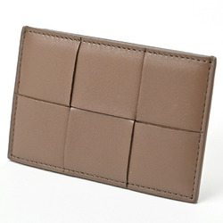 BOTTEGA VENETA Cassette Credit Card Case 649597 Intrecciato Leather Greige E-156523