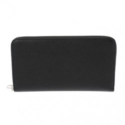 BVLGARI Organizer Black Men's Calfskin Long Wallet