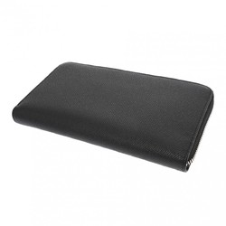 BVLGARI Organizer Black Men's Calfskin Long Wallet