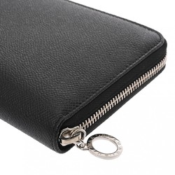 BVLGARI Organizer Black Men's Calfskin Long Wallet