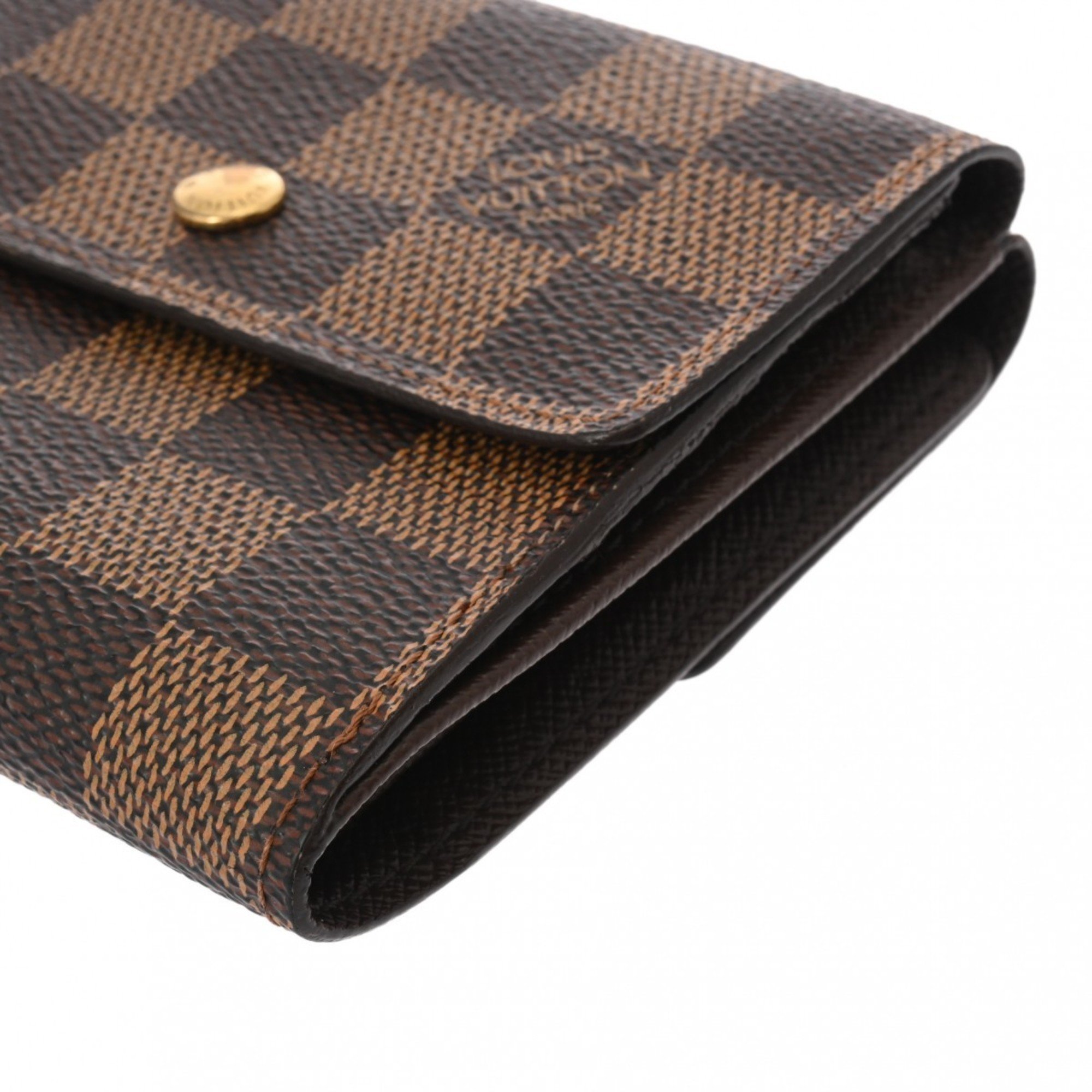 LOUIS VUITTON Damier Portefeuille Elise Brown N61654 Unisex Canvas Bi-fold Wallet