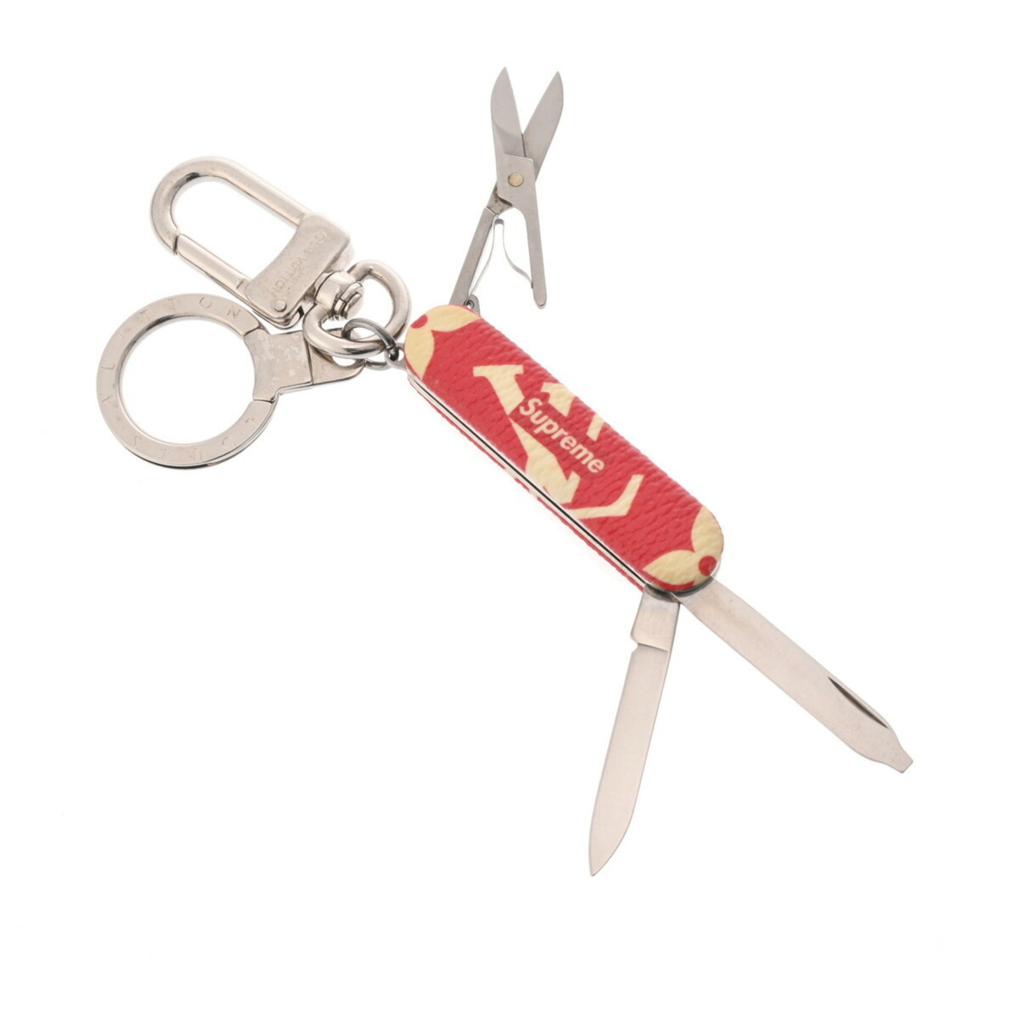 LOUIS VUITTON Louis Vuitton Key Ring Pocket Knife Supreme Collaboration Red/White MP2070 Women's Metal Holder