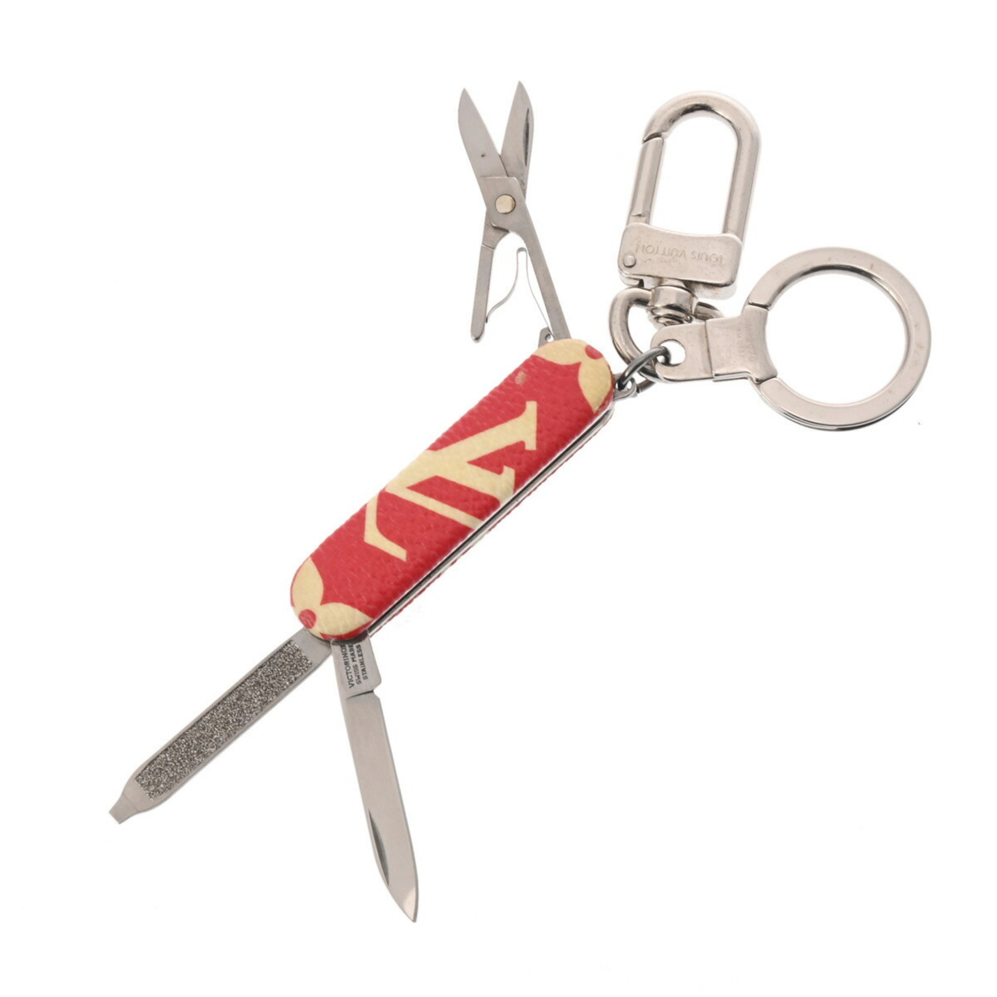 LOUIS VUITTON Louis Vuitton Key Ring Pocket Knife Supreme Collaboration Red/White MP2070 Women's Metal Holder