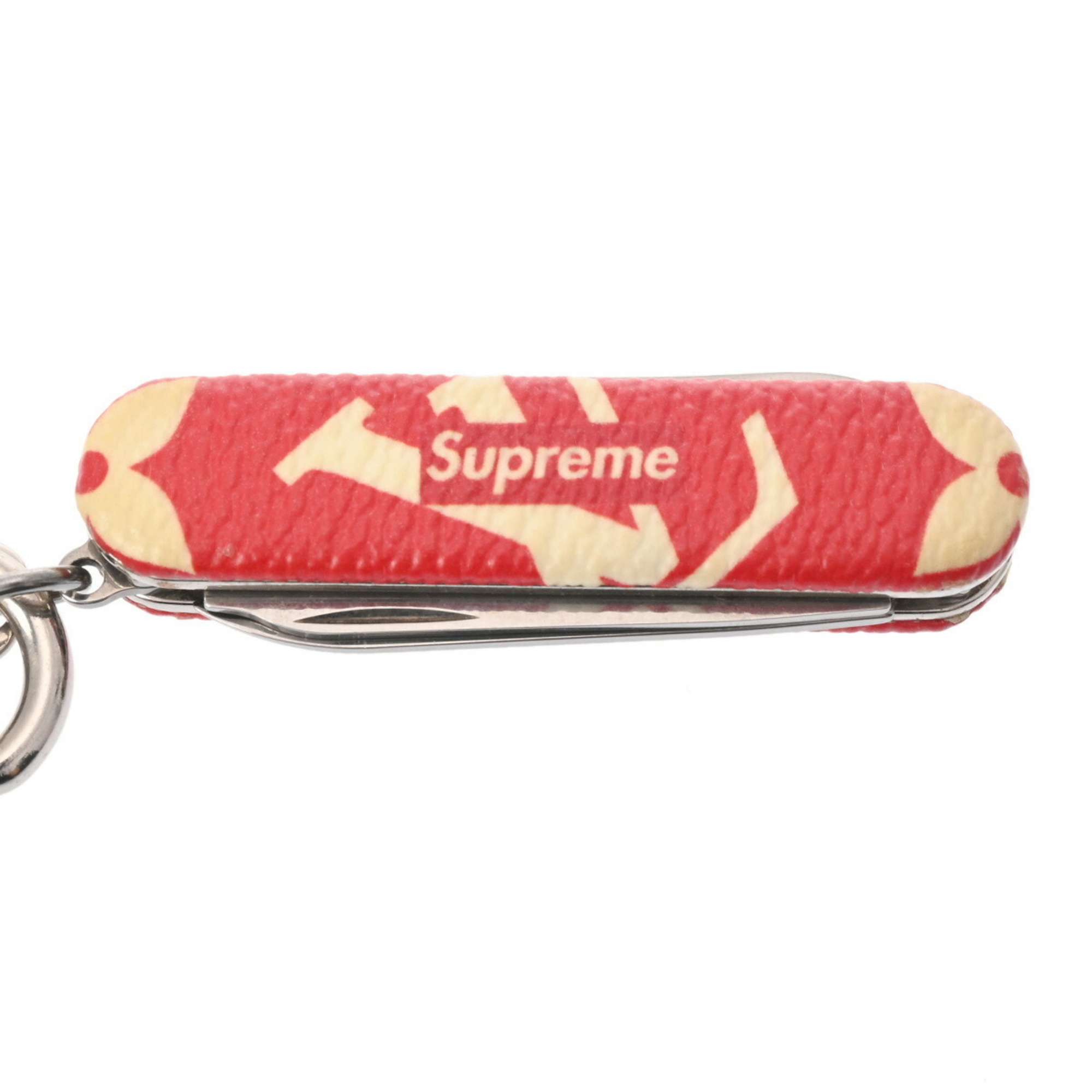 LOUIS VUITTON Louis Vuitton Key Ring Pocket Knife Supreme Collaboration Red/White MP2070 Women's Metal Holder