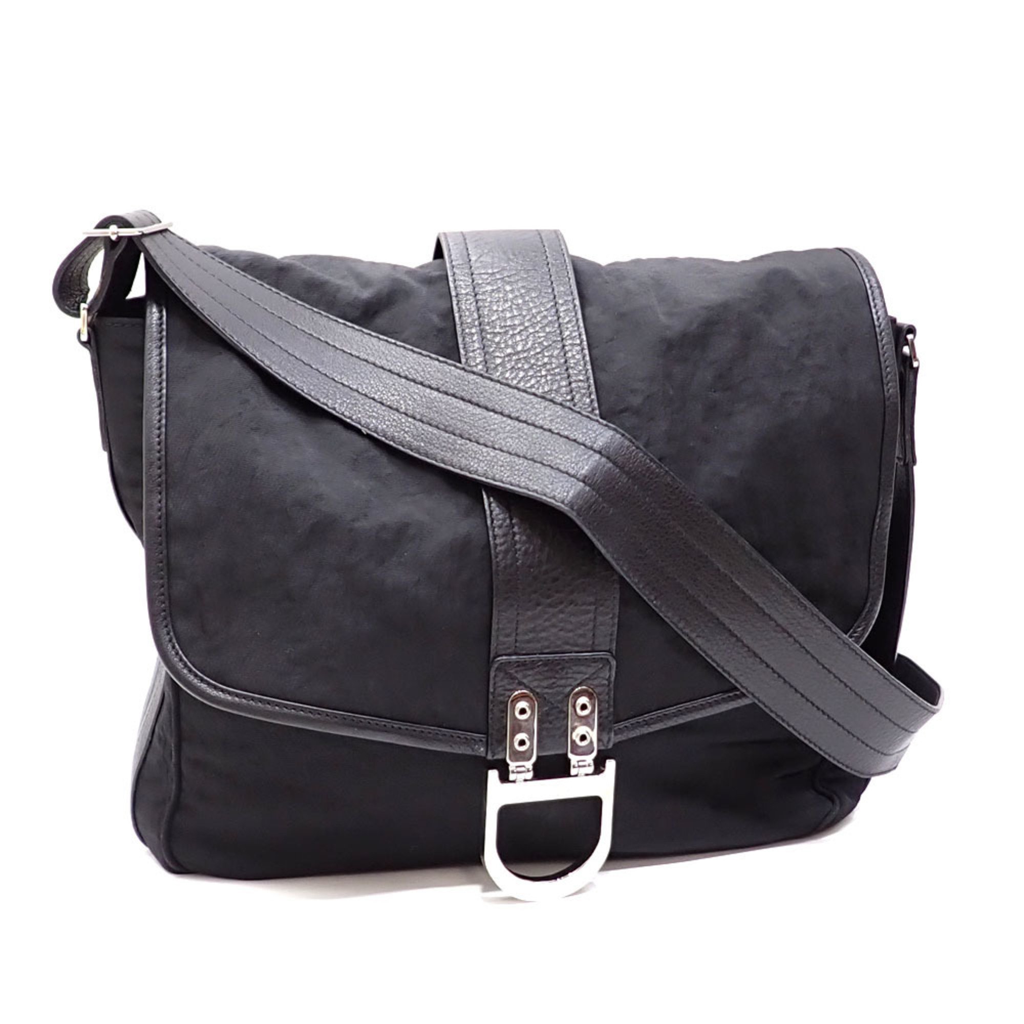 Christian Dior shoulder bag, black, nylon, leather, for men and women