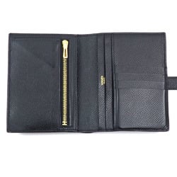 Hermes Bearn Compact Bi-fold Wallet for Women, Black, Epsom Leather, C Stamp, Made in 2018, Leather