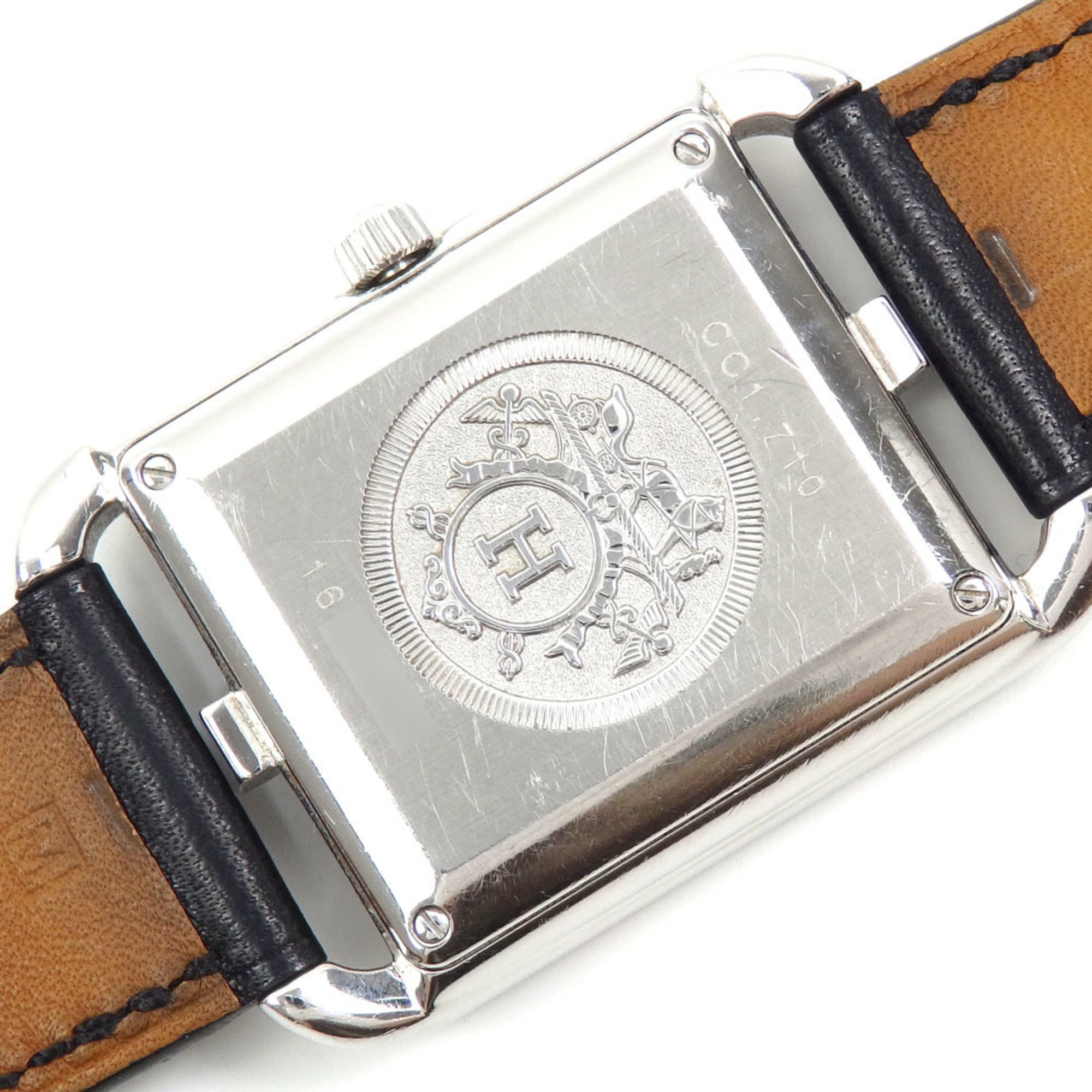 Hermes Watch Cape Cod Ladies Automatic SS Leather Strap CC1.710 Double Winding 043007