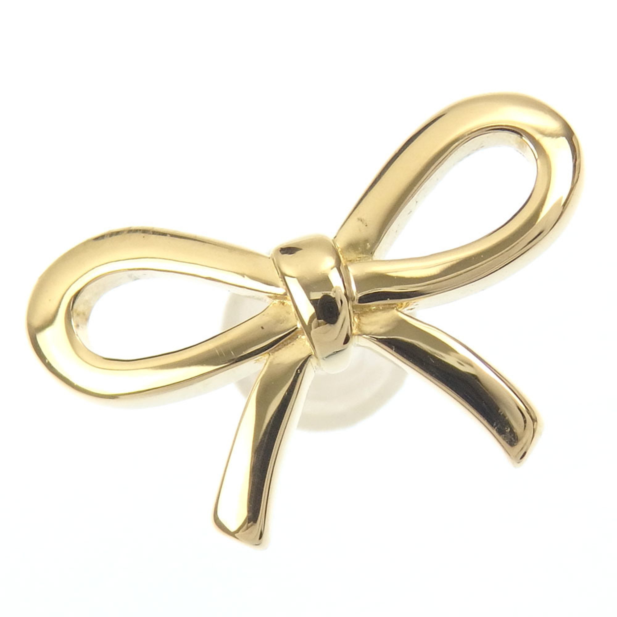 Tiffany Bow Earrings for Women, K18YG, 1.6g, 18K Yellow Gold, 750, Ribbon Motif, 043111