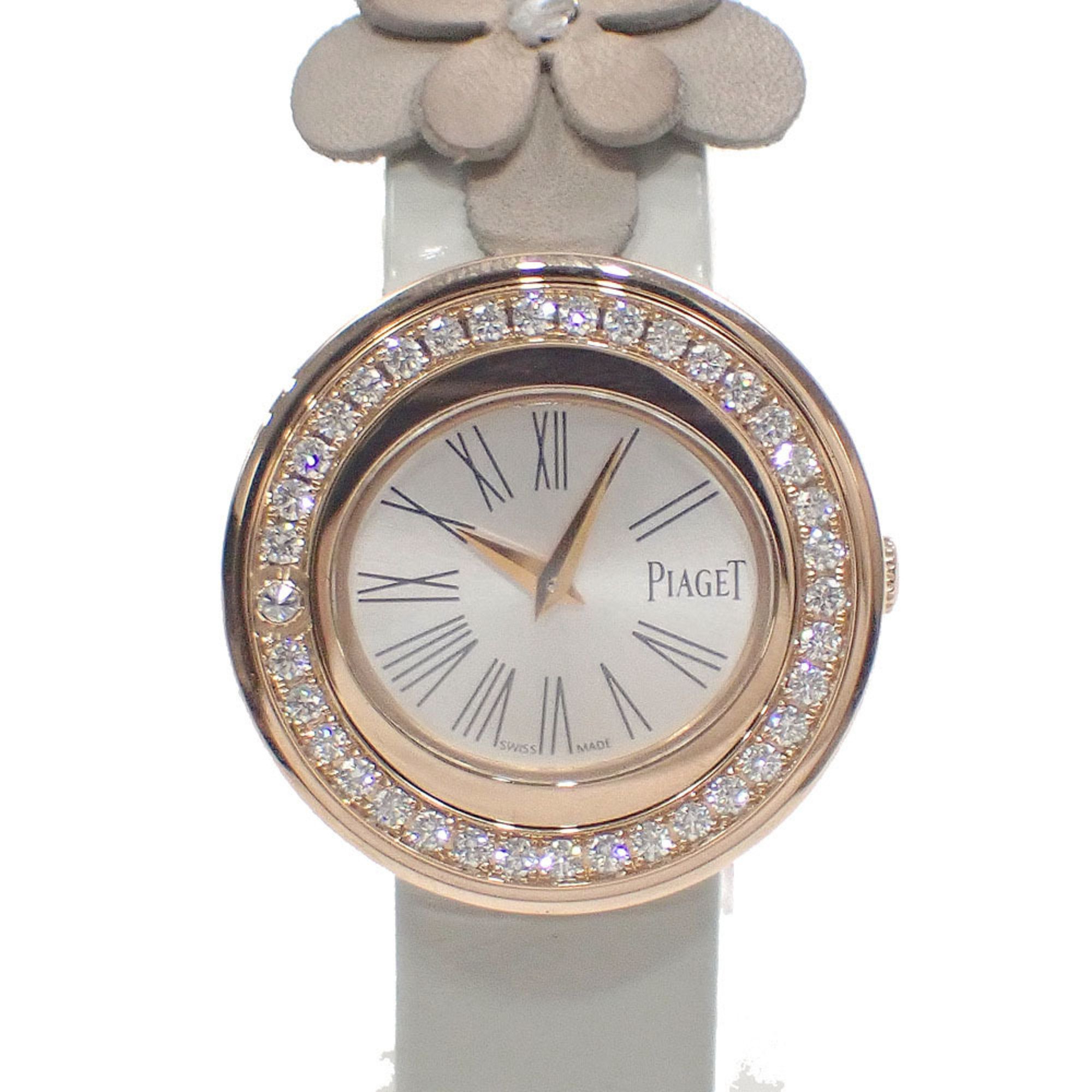 Piaget Possession Watch for Women, Quartz, K18 Leather Strap, P10866, Battery Operated, Diamond, 750 Yellow Gold, Flower, 042954