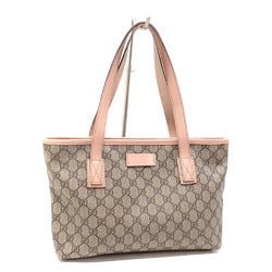 Gucci Tote Bag GG Supreme Women's Beige Pink PVC Leather 211138 Hand