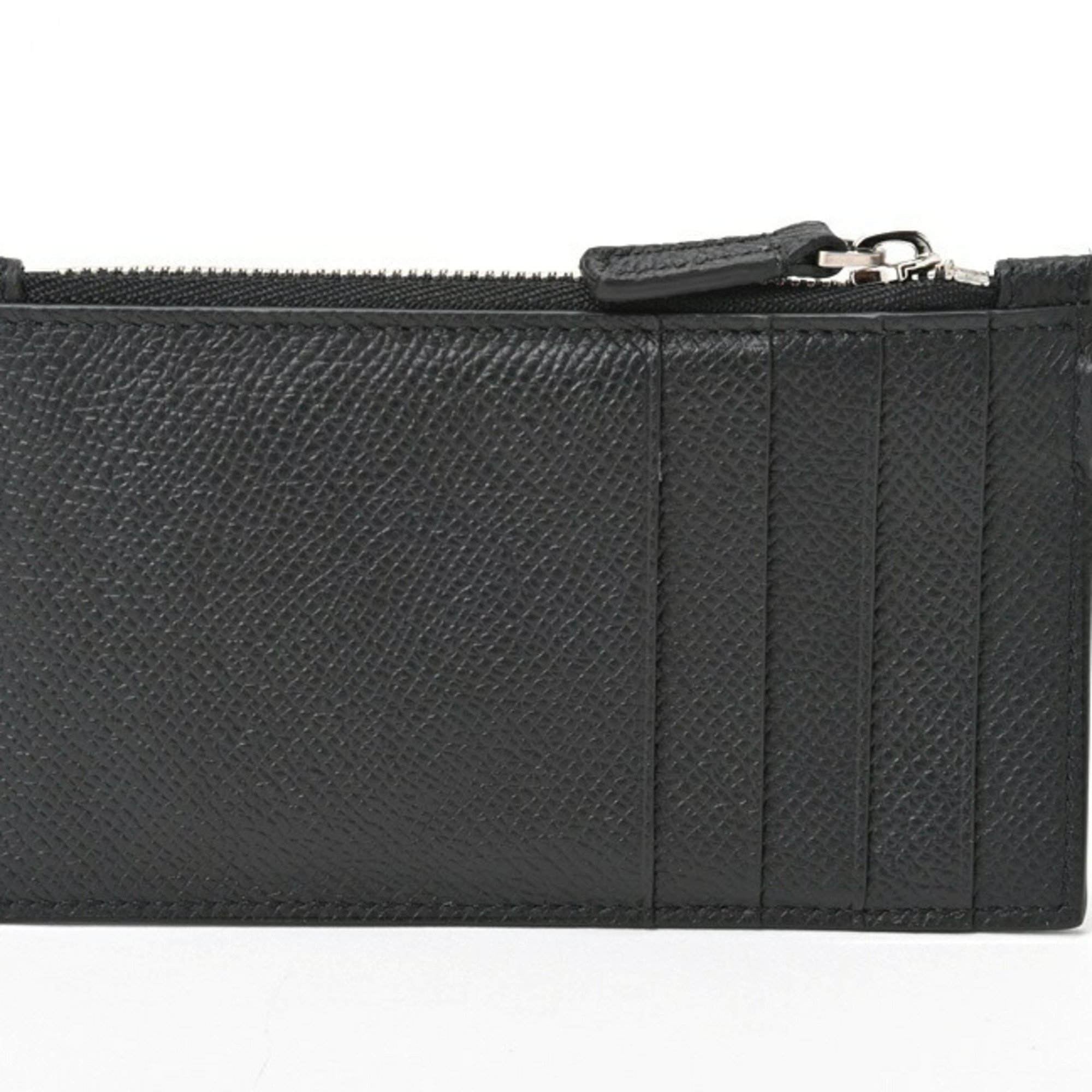 BALENCIAGA Coin Card Case with Strap 594548 Embossed Leather Black S-156502