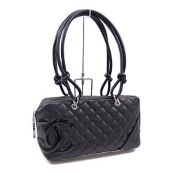 Chanel Shoulder Bag Cambon Line Bowling Women's Black Lambskin