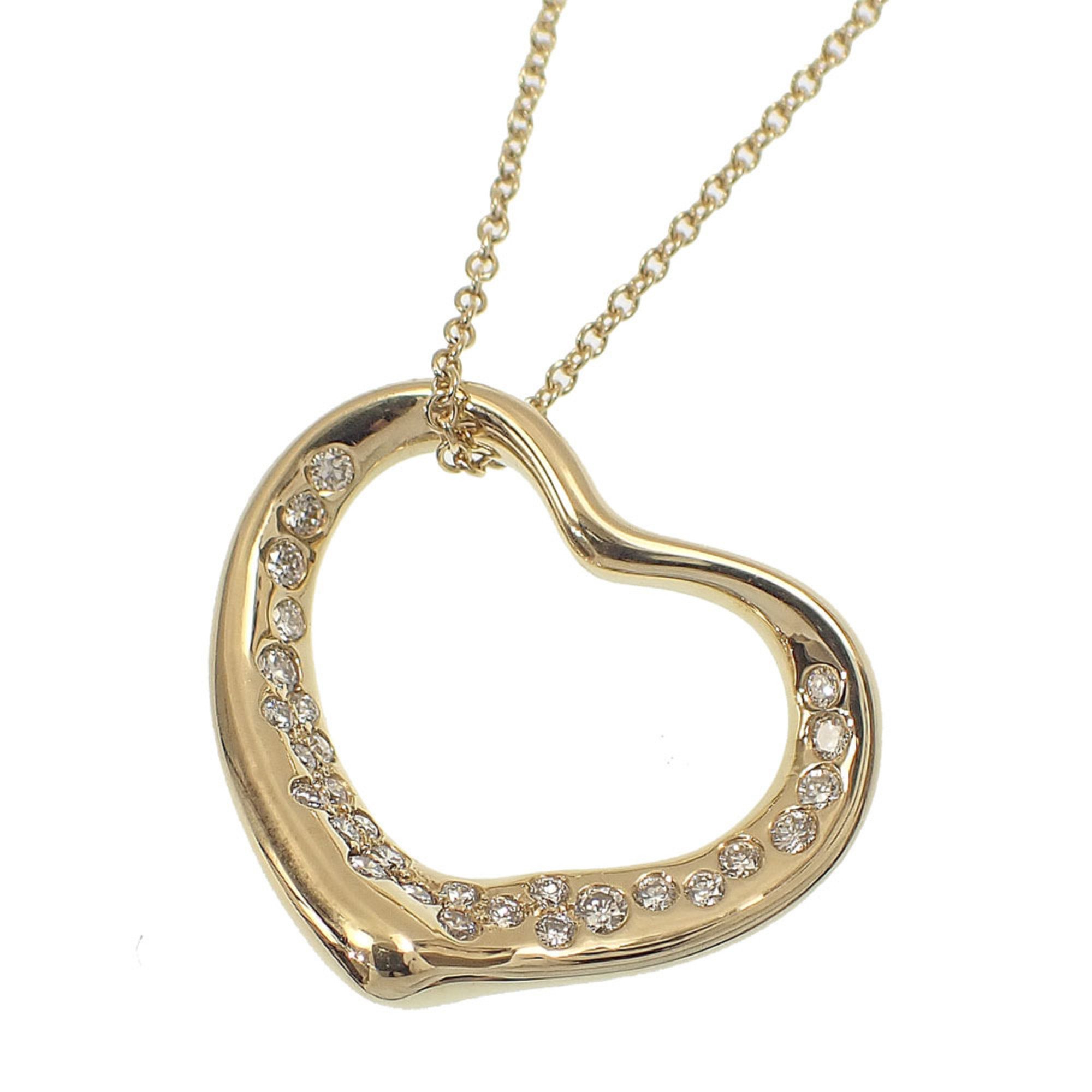 Tiffany Heart Necklace for Women, Diamond, K18YG, 5.2g, 18K 750 Yellow Gold, Motif