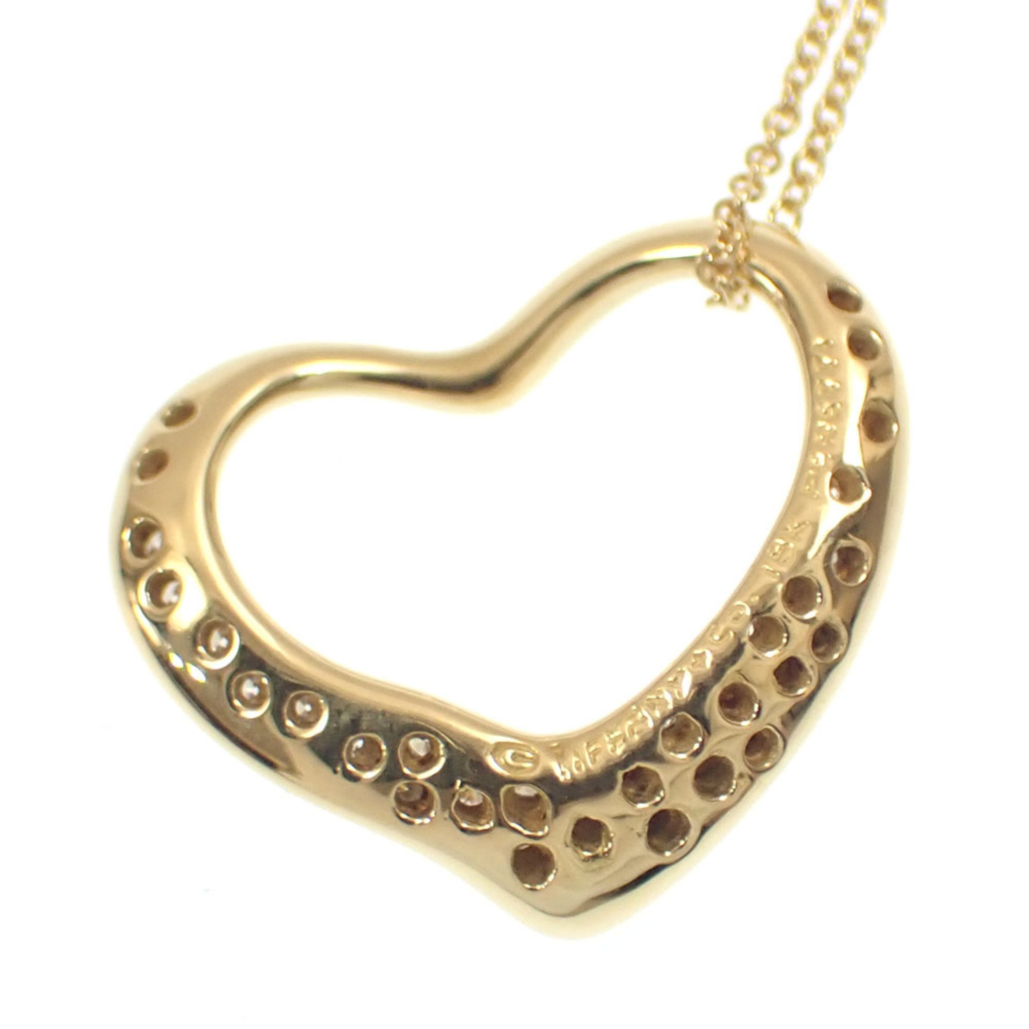 Tiffany Heart Necklace for Women, Diamond, K18YG, 5.2g, 18K 750 Yellow Gold, Motif