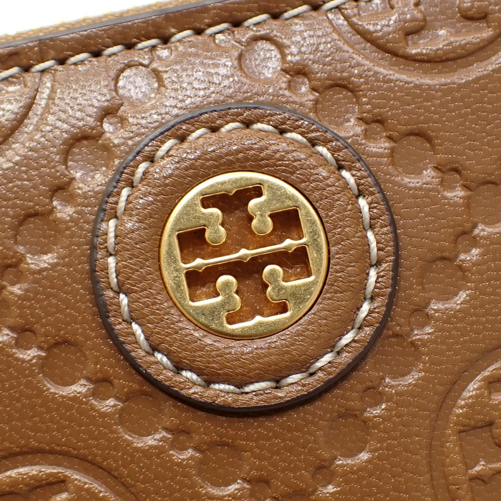 Tory Burch T Monogram Leather Bifold Wallet for Women Brown 79380 Round