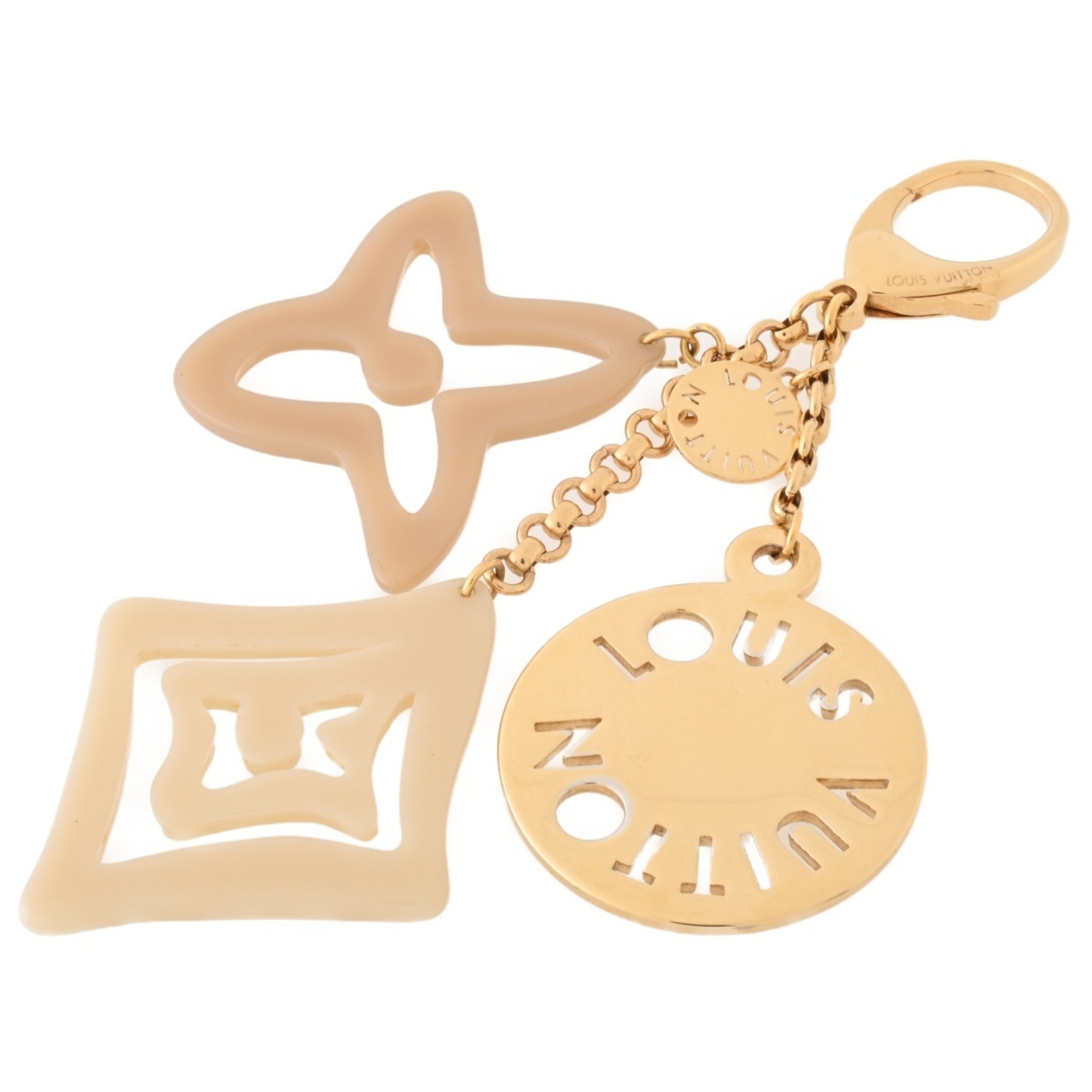 Louis Vuitton LOUIS VUITTON Porte Cle Taisienne Charm Keychain Key Ring M65648 Metal Gold B-156439