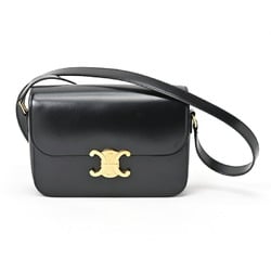 CELINE Classic Triomphe Bag Shoulder 187363BF4.38NO Shiny Calfskin Black E-156520