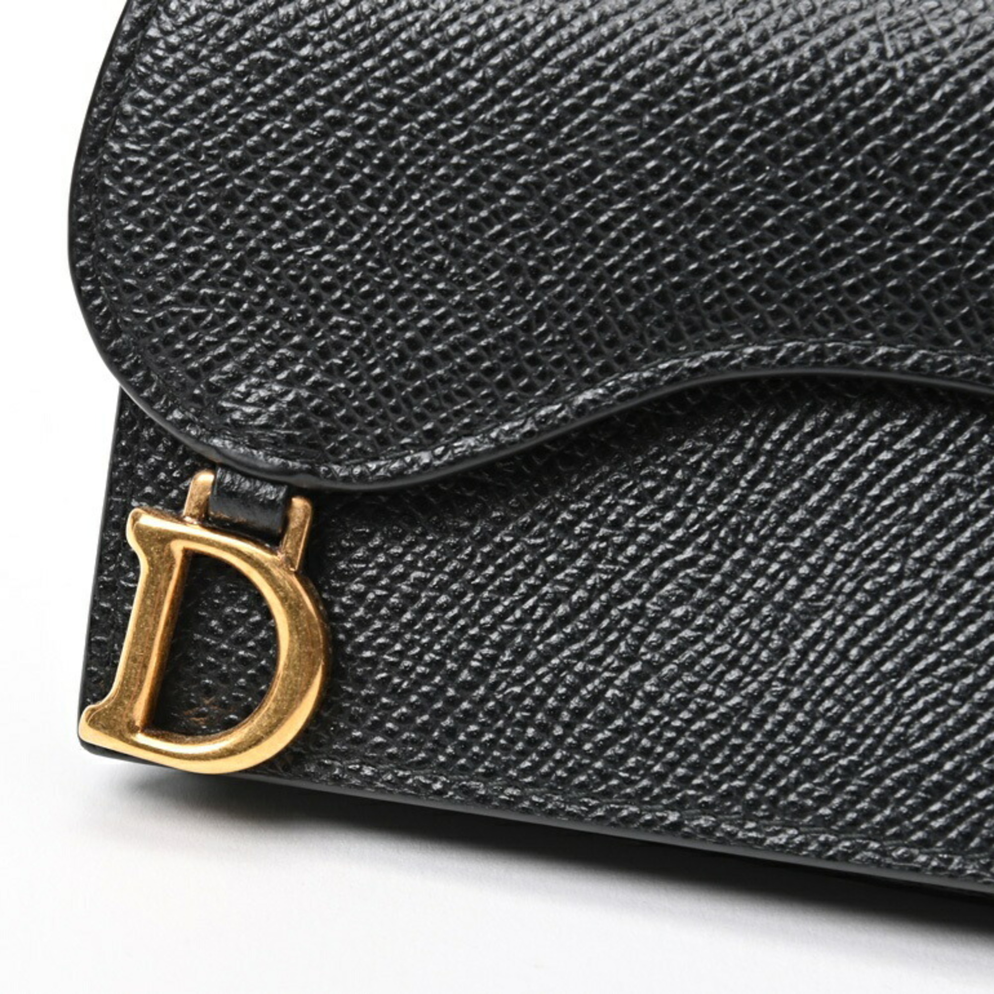 Dior Saddle Bloom Card Holder Case Leather Black T-156592