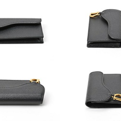 Dior Saddle Bloom Card Holder Case Leather Black T-156592