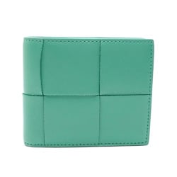 Bottega Veneta Bi-fold Wallet Maxi Intrecciato Cassette with Coin Purse Men's Mermaid Green Calf Leather 649605 VBWD2 3402