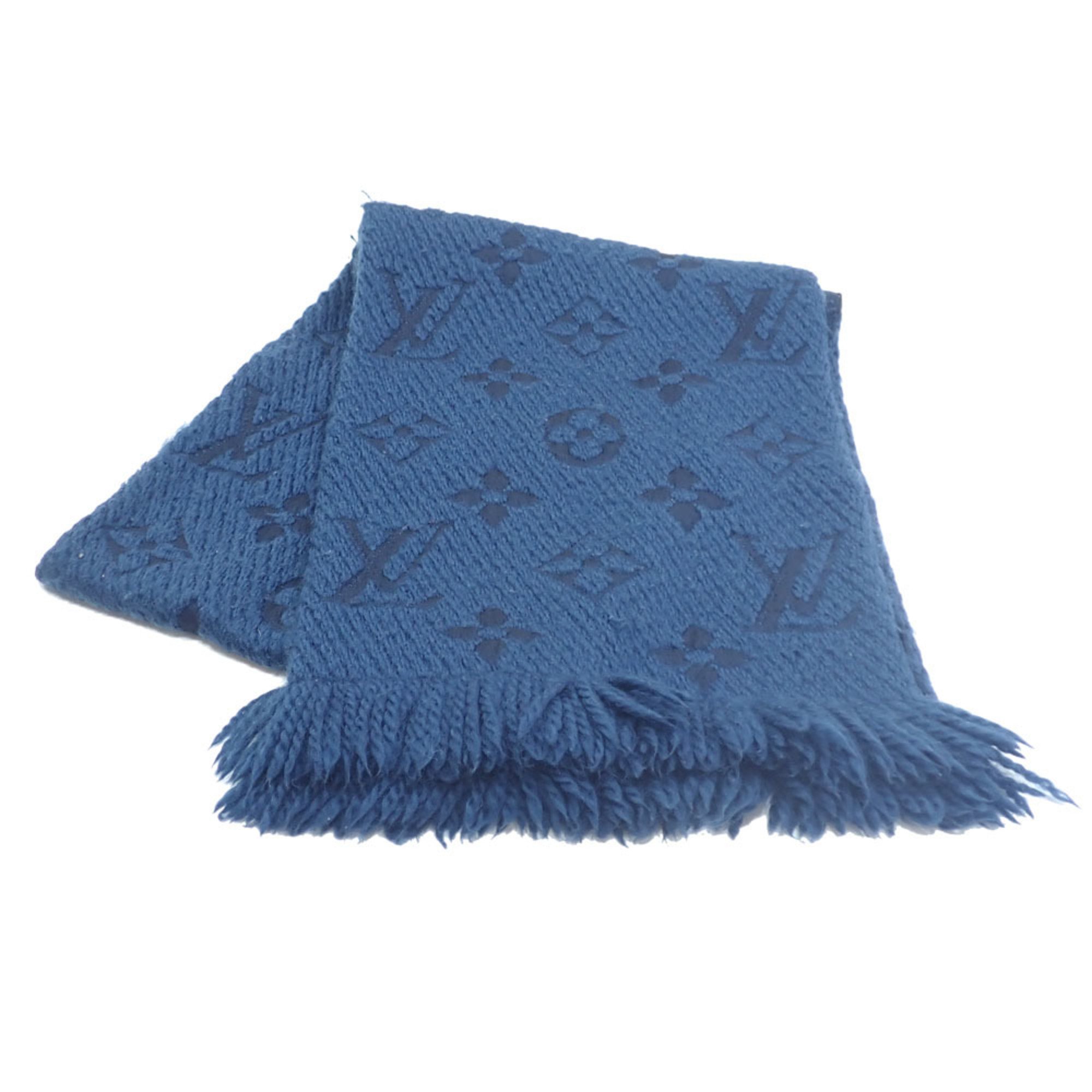 Louis Vuitton Scarf Echarpe Mania Ladies M75504 Blue Petrol Wool etc. 043032