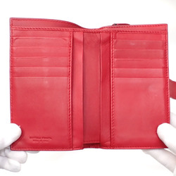 Bottega Veneta Bi-fold Wallet Intrecciato Men's Red Leather 043095