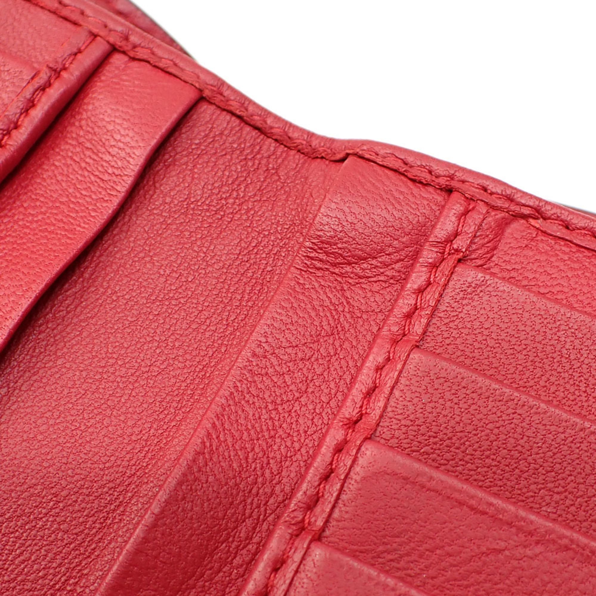 Bottega Veneta Bi-fold Wallet Intrecciato Men's Red Leather 043095