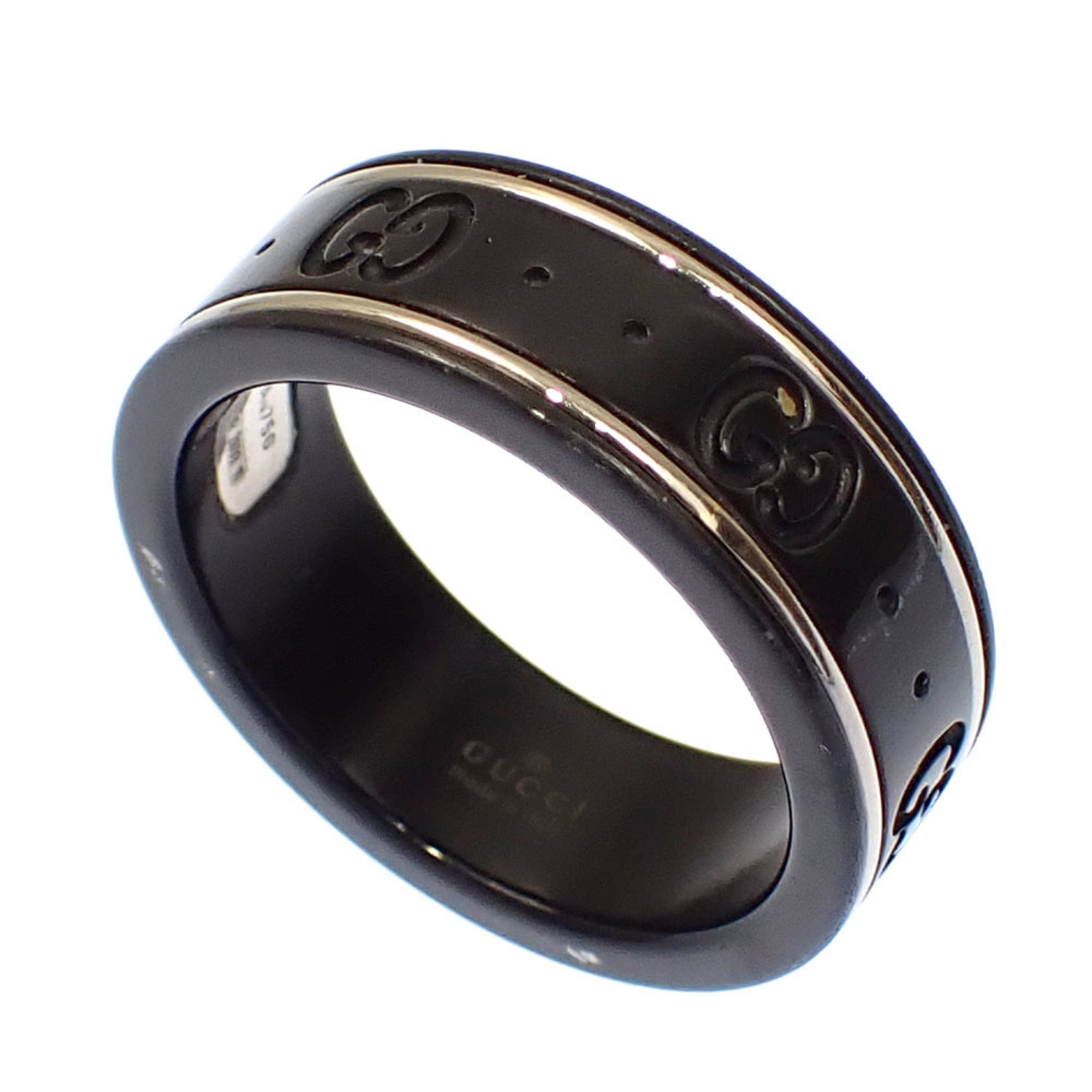 Gucci Icon Ring Ceramic K18WG Size 14 #15 2.4g Women Men Unisex 2699 18K 750 White Gold Interlocking G