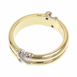 Tiffany Signature Cross Ring for Women, 2P Diamond, K18YG/WG, Size 12, 6.9g, 18K Yellow Gold, White 750