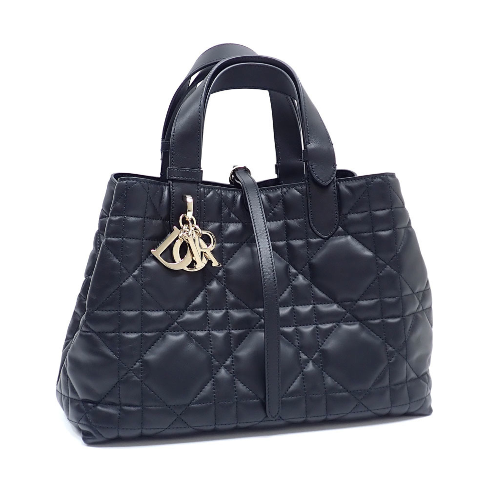 Christian Dior Handbag Macrocannage Toujours Bag Medium Women's Black Calfskin M2821OSHJ_M900