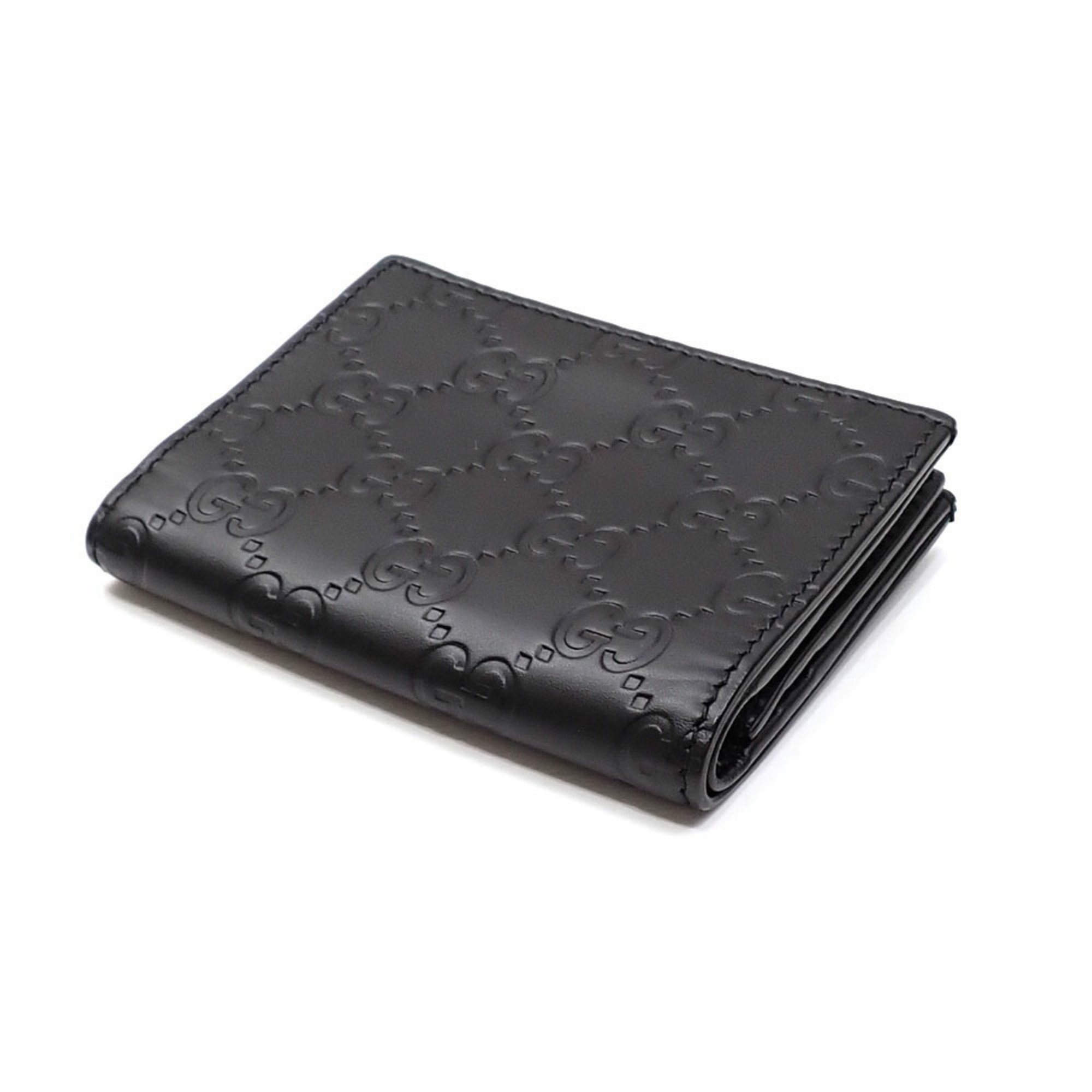 Gucci Bi-fold Billfold Guccissima Women's Black 406924 Wallet Ribbon