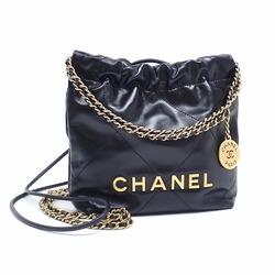 CHANEL 22 Handbag for Women, Black, Shiny Calfskin, AS3980, B08037, 94305, Shoulder, Drawstring