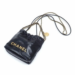 CHANEL 22 Handbag for Women, Black, Shiny Calfskin, AS3980, B08037, 94305, Shoulder, Drawstring