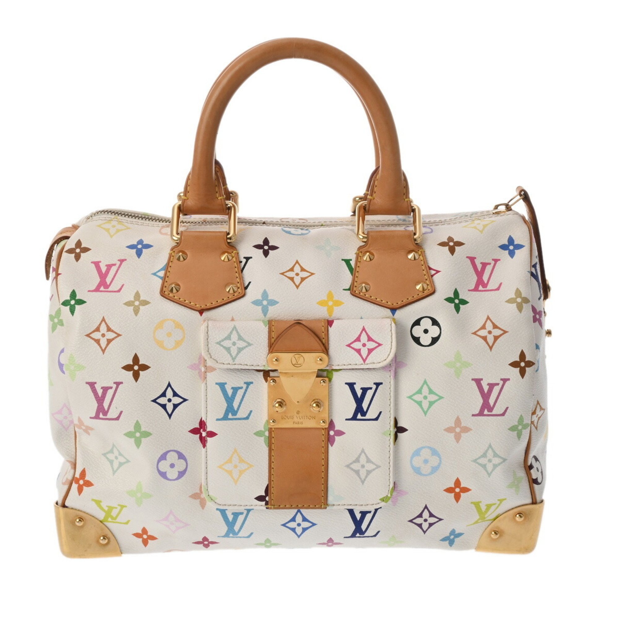 LOUIS VUITTON Louis Vuitton Multicolor Speedy 30 Blanc M92643 Women's Monogram Handbag