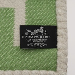 HERMES Avalon Pier Blanket White/Blue/Green Women's 90% Wool 10% Cashmere Accessory