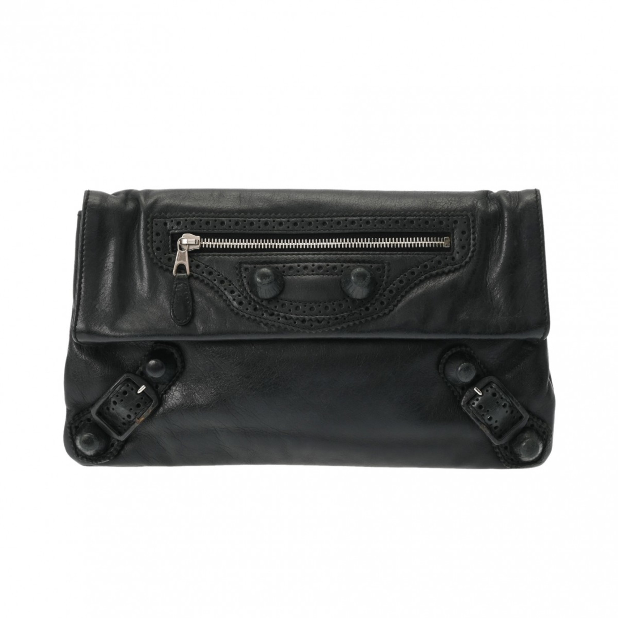 BALENCIAGA Giant Covered Envelope Black 2045340 Unisex Leather Clutch Bag